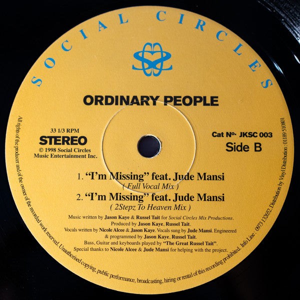 Ordinary People Feat. Jude Mansi – I'm Missing